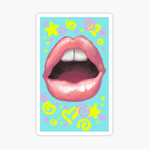 Beautiful fashion lips. Sweet lovely sexy cute kiss. Sticker