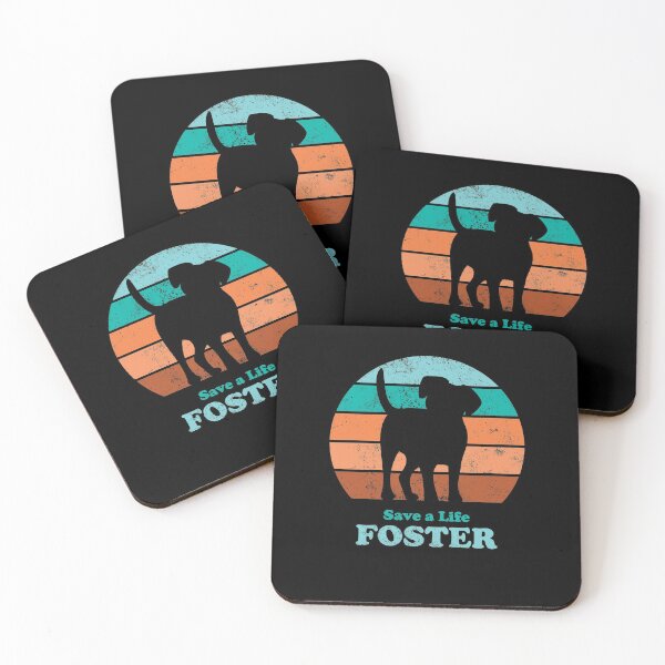 Item preview, Foster Dog Retro Sunset Teal/Orange designed and sold by MSwiftDesigns.