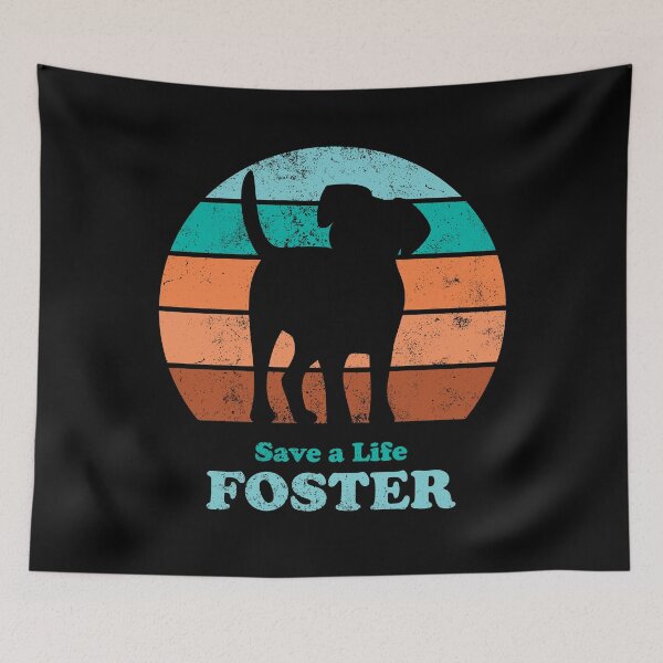 Item preview, Foster Dog Retro Sunset Teal/Orange designed and sold by MSwiftDesigns.