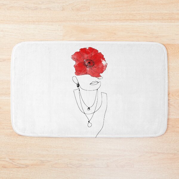 Item preview, Woman face drawing with a red poppy designed and sold by adiosmillet.