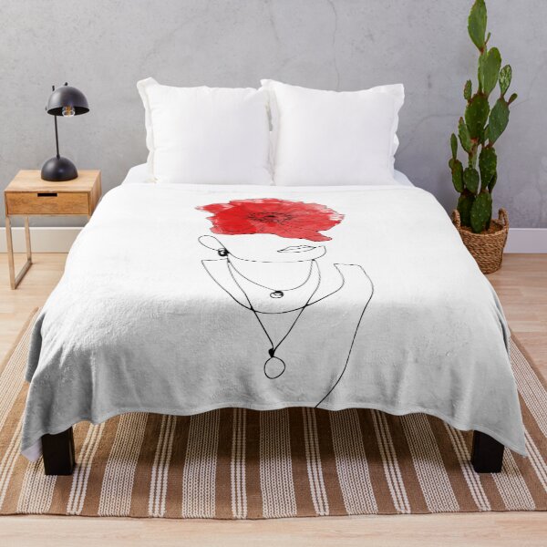 Item preview, Woman face drawing with a red poppy designed and sold by adiosmillet.