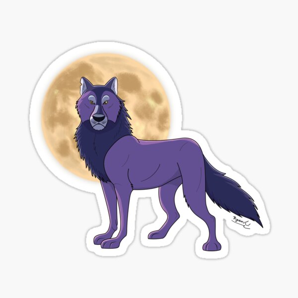 Purple Wolf Moon Sticker