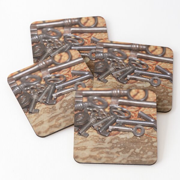 Item preview, Old keys on a brown leather background designed and sold by Zosimus.