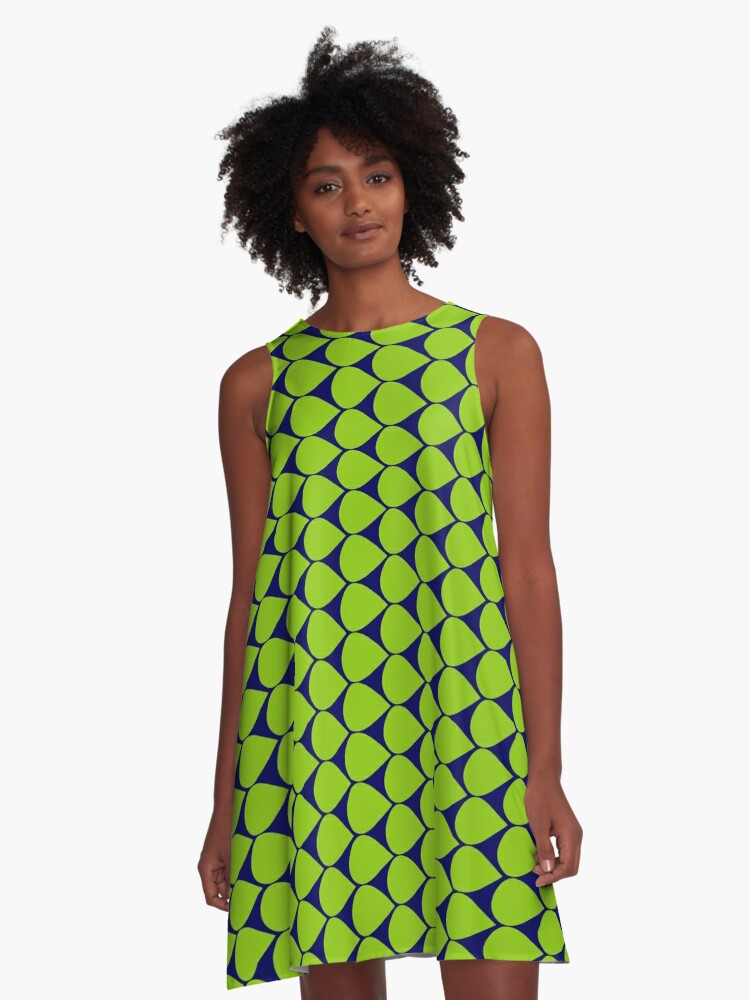 Navy and 2025 lime green dress