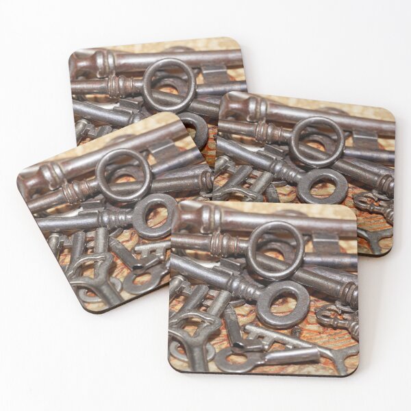 Item preview, Old keys on a brown leather background designed and sold by Zosimus.
