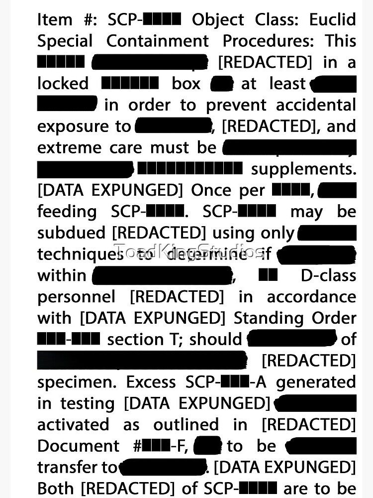 SCP Logo Document REDACTED Poster for Sale by ToadKingStudios