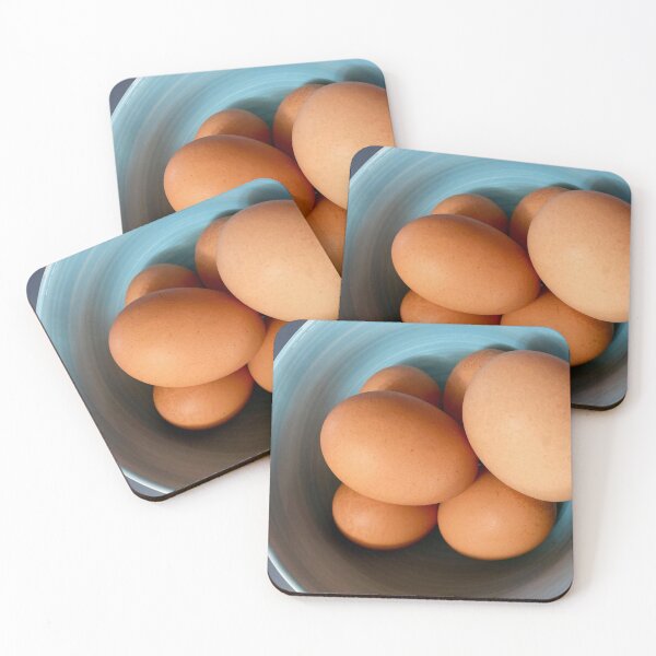 Item preview, Organic brown eggs in blue bowl designed and sold by JuliVogel.