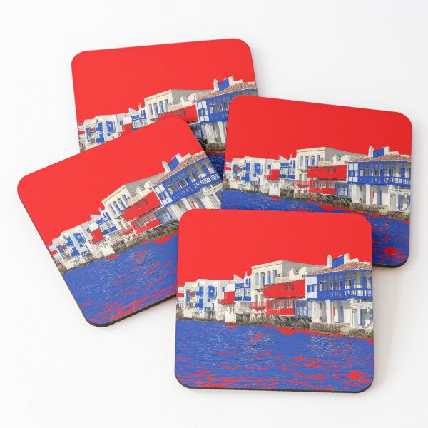 Item preview, Red and blue Little Venice Mykonos designed and sold by angelisart.