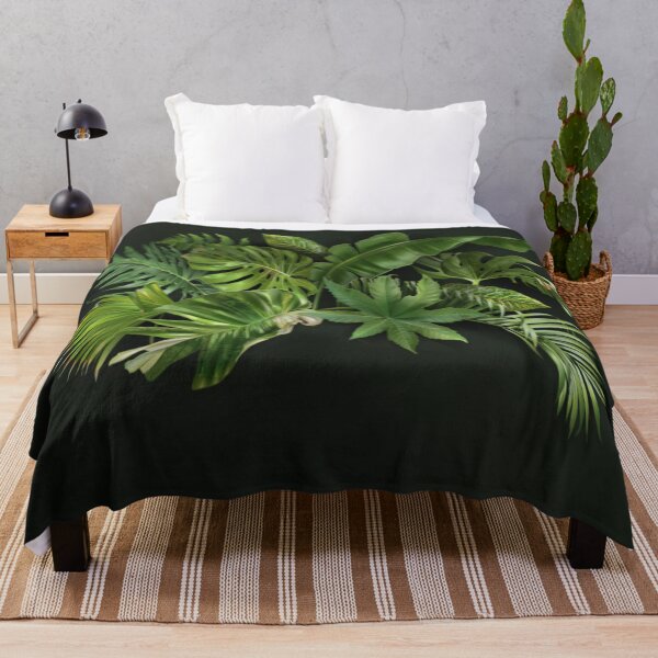 Item preview, Green Tropical Leaves on Black Background Minimalist designed and sold by WearWolfDesigns.