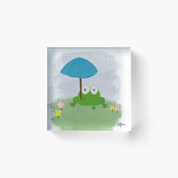 Aperçu de l'œuvre Grenouille de jour de pluie avec parapluie créée et vendue par artbymjohnston.