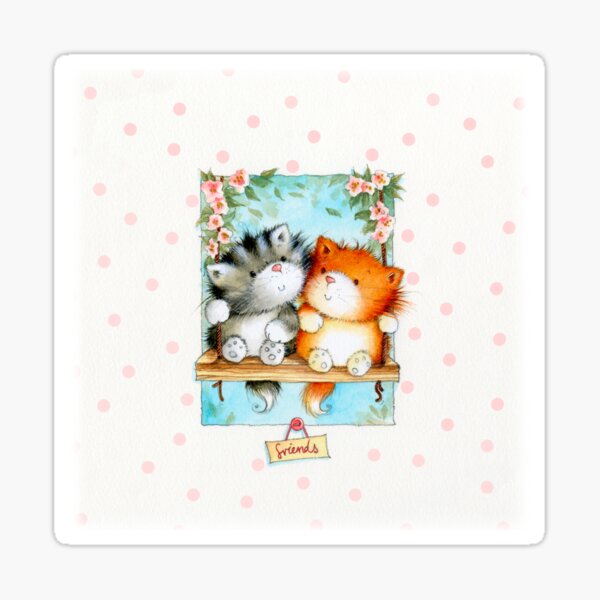 Cute Kittens on a Swing Sticker