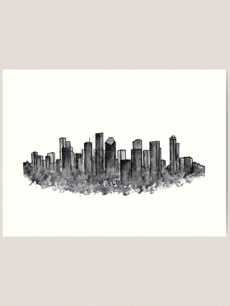 houston skyline logo Poster for Sale by CandlelightPrnt