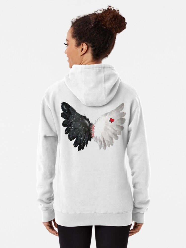 Angel and devil hoodie black sales and white