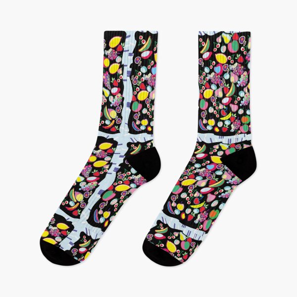 Item preview, decorative bright fruits, doodle, on a black background designed and sold by sonaadalian.