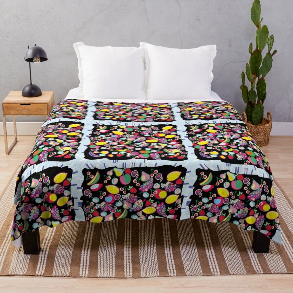Item preview, decorative bright fruits, doodle, on a black background designed and sold by sonaadalian.