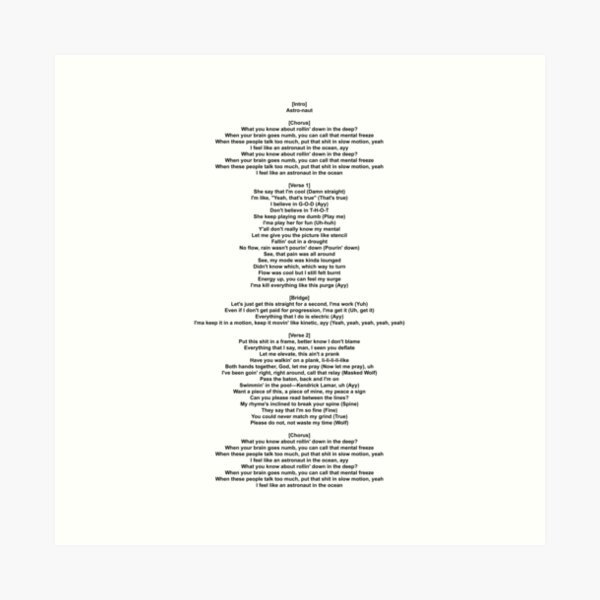 Astronaut In The Ocean Lyrics Art Prints | Redbubble