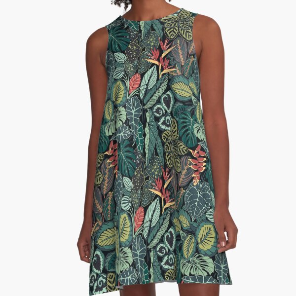 Rainforest Leaves A-Line Dress