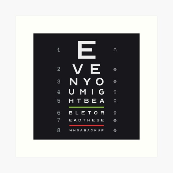 Snellen Eye Chart Print Lettering Typography Custom Eye Chart Baby  Announcement Sign Proposal Sign Black and White Eye Test Chart 