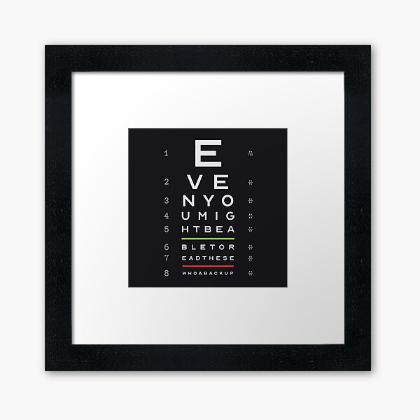 eye chart framed prints redbubble