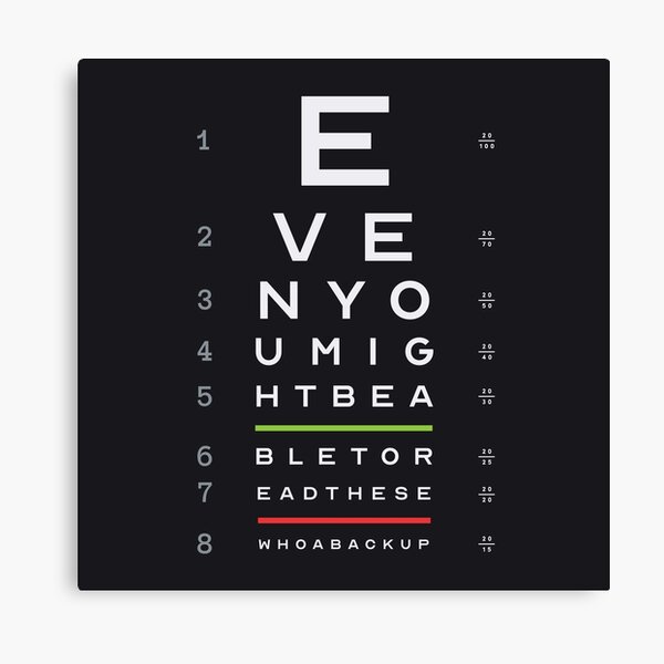 Snellen Eye Chart Print Lettering Typography Custom Eye Chart Baby