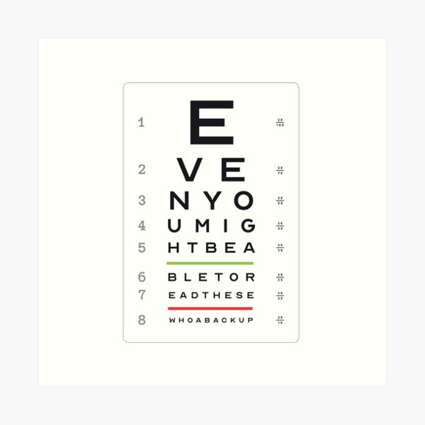 Snellen Eye Chart Print Lettering Typography Custom Eye Chart Baby  Announcement Sign Proposal Sign Black and White Eye Test Chart 