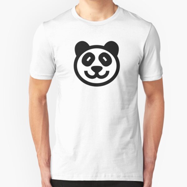 Cute Panda Icon - black on white Slim Fit T-Shirt
