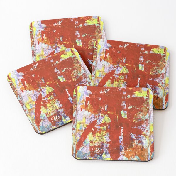 Yellow Abstract Coasters (Set of 4)