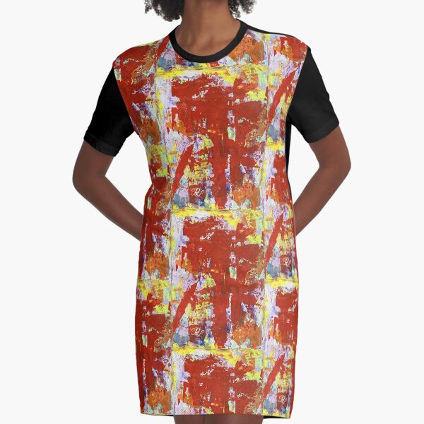 Yellow Abstract Graphic T-Shirt Dress