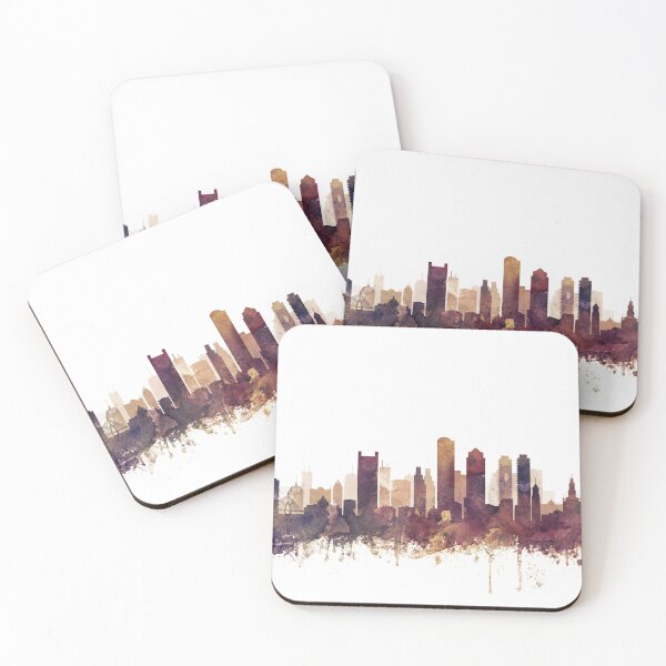 Item preview, Boston Skyline Watercolor Orange Purple by Zouzounio Art designed and sold by zouzounioart.
