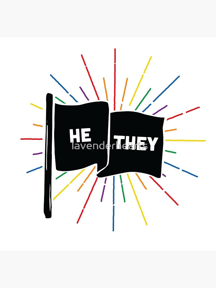 Hethey Pronouns Retro Flag Poster For Sale By Lavenderhearts Redbubble