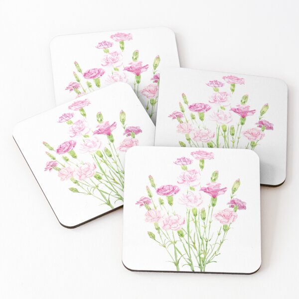 Item preview, hand painted pink carnation flowers  watercolor  designed and sold by ColorandColor.