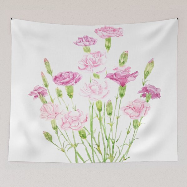 Item preview, hand painted pink carnation flowers  watercolor  designed and sold by ColorandColor.