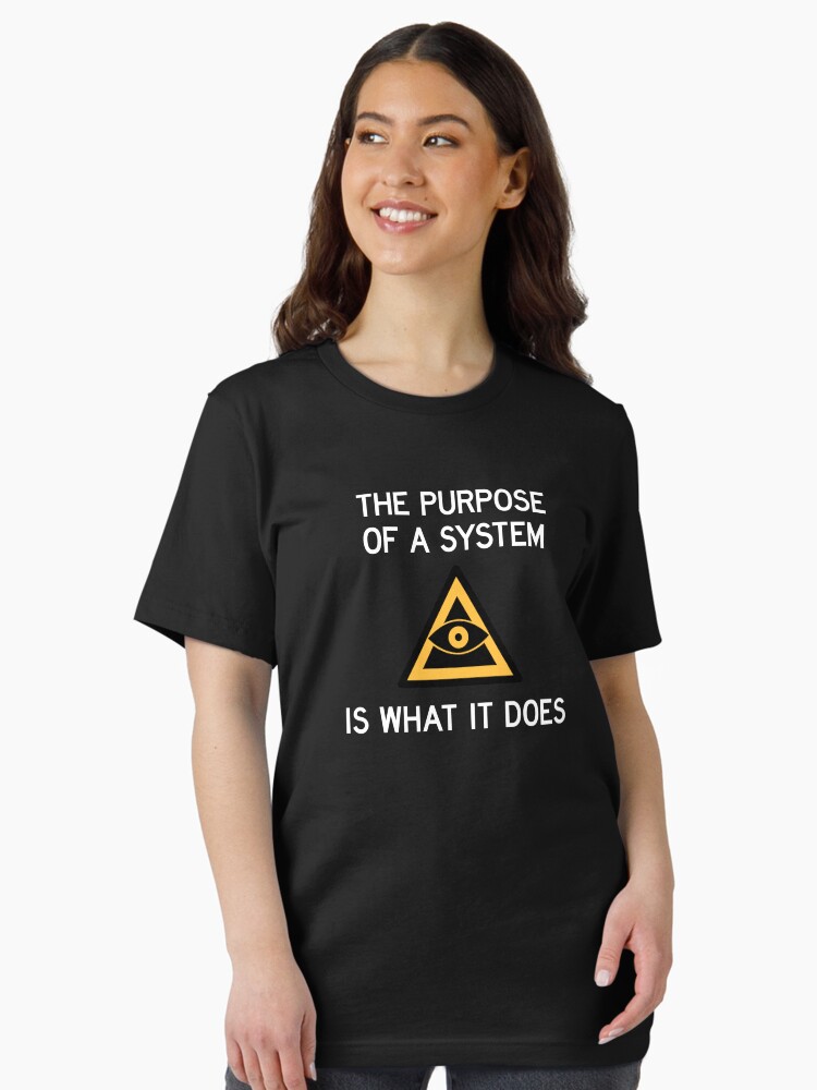 Thumbnail 2 of 7, Essential T-Shirt, POSIWID Dark Mode designed and sold by eigenmagic.