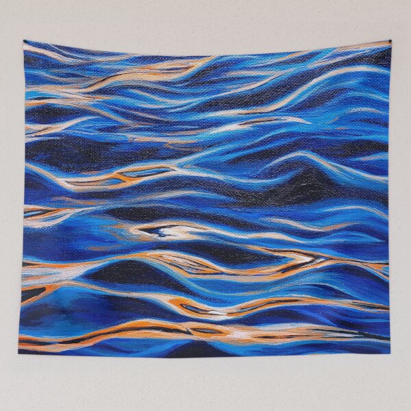 Item preview, Blue and orange ocean wave designed and sold by fujinoart.