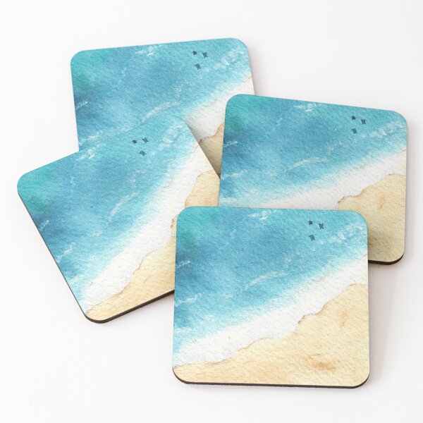 Item preview, watercolor tropical beach see painting designed and sold by L'Atelier Oranjade.