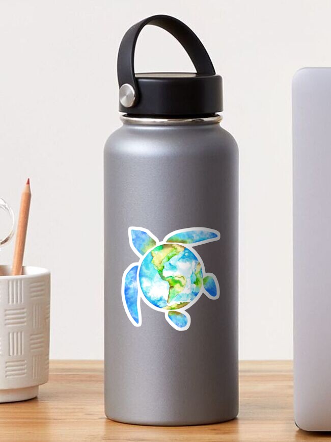 Imagen 1 de 3, Pegatina con la obra Sea Turtle Earth Watercolor Earth Lover Pet Turtle Earth Day Gear, diseñada y vendida por DynamicDesign.