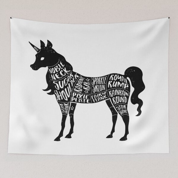 Item preview, Unicorn - Fantasy Butcher Cuts of Meat - Black designed and sold by AliceQuinn.