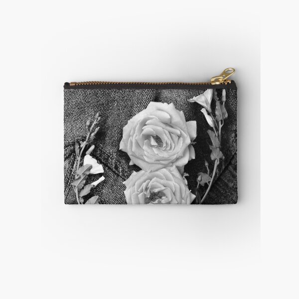 Item preview, White roses on dark denim cloth designed and sold by CatCarrot.