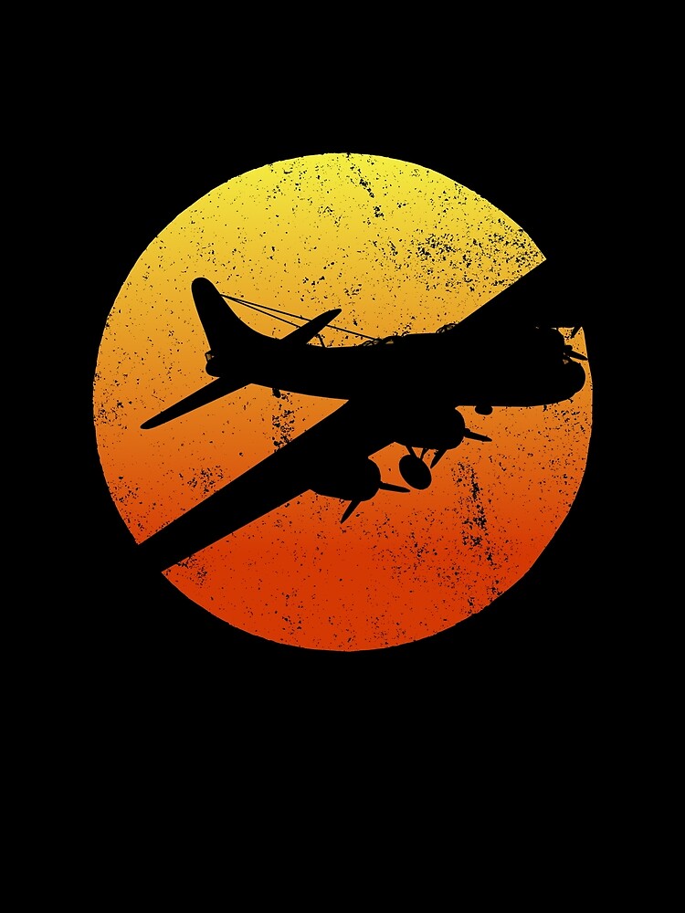 Thumbnail 3 von 3, Tuch, B-17 Flying Fortress Silhouette Sunset WW2 Airplane WWII B17 Gear designt und verkauft von DynamicDesign.