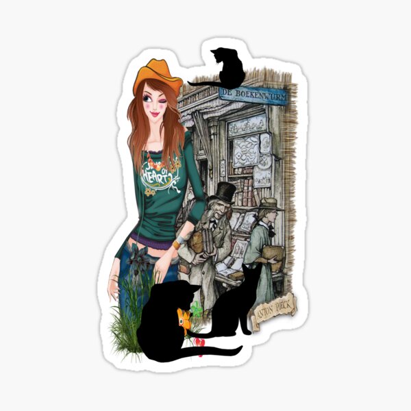 July - Bookshop in Old Amsterdam Sticker