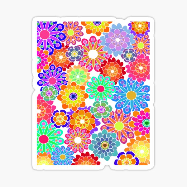 Flower Power Retro Style Hippy Flowers Sticker For Sale By Alondra Redbubble 