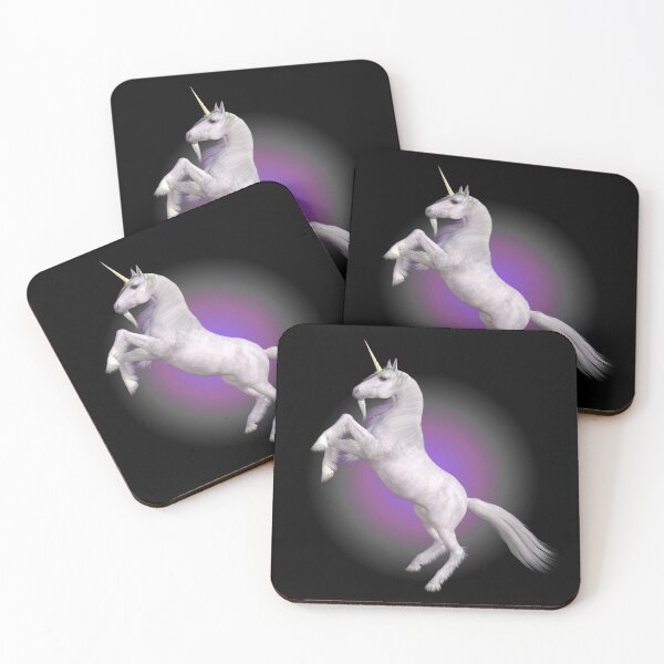 Item preview, Beautiful White Unicorn Rearing Up With Purple Background Design designed and sold by EarthArtDesigns.