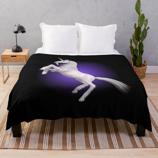 Item preview, Beautiful White Unicorn Rearing Up With Purple Background Design designed and sold by EarthArtDesigns.