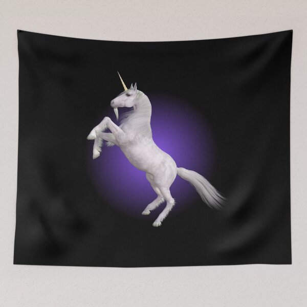 Item preview, Beautiful White Unicorn Rearing Up With Purple Background Design designed and sold by EarthArtDesigns.