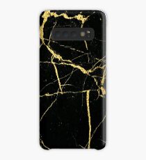 Luxe Schwarz und Gold Marmor Hülle & Klebefolie für Samsung Galaxy