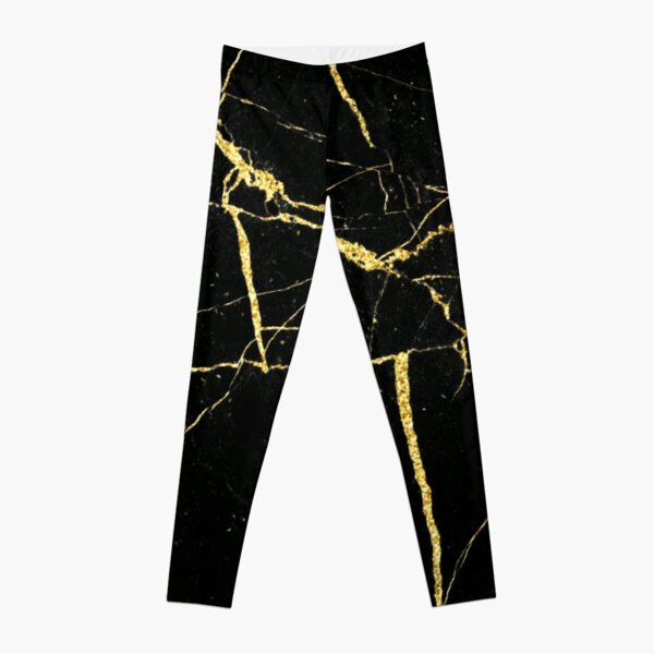 Luxe Black and Gold Marble Leggings