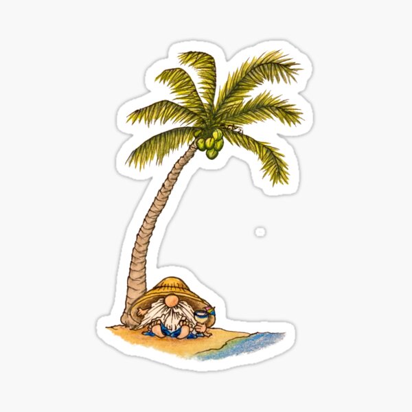 Desert Island Gnome Sticker for Sale by SarahCD13