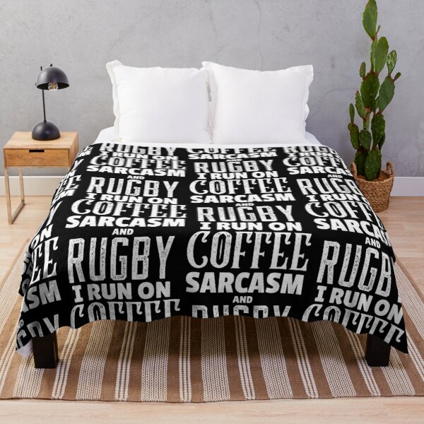 Item preview, I Run On Coffee Sarcasm And Rugby, Funny Rugby And Coffee Gift For Mum's, Dad's, Brother's, and Sister's designed and sold by BigJackTees.