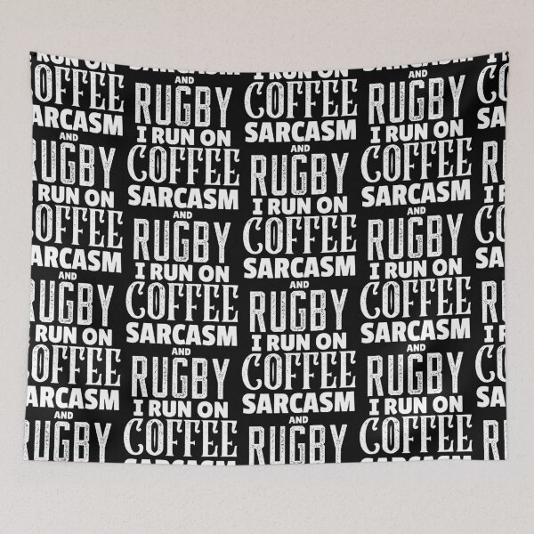 Item preview,  I Run On Coffee Sarcasm And Rugby, Funny Rugby And Coffee Gift For Mum's, Dad's, Brother's, and Sister's designed and sold by BigJackTees.