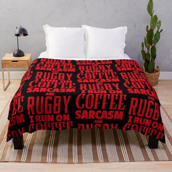 Item preview, I Run On Coffee Sarcasm And Rugby, Funny Rugby And Coffee Gift For Mum's, Dad's, Brother's, and Sister's designed and sold by BigJackTees.